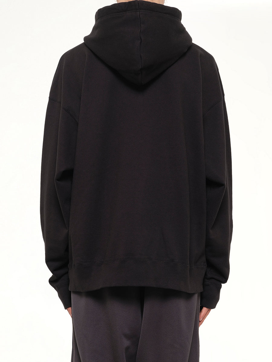 Leon Printed Sweat Hoodie in Black