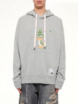 Leon Printed Sweat Hoodie in Gray