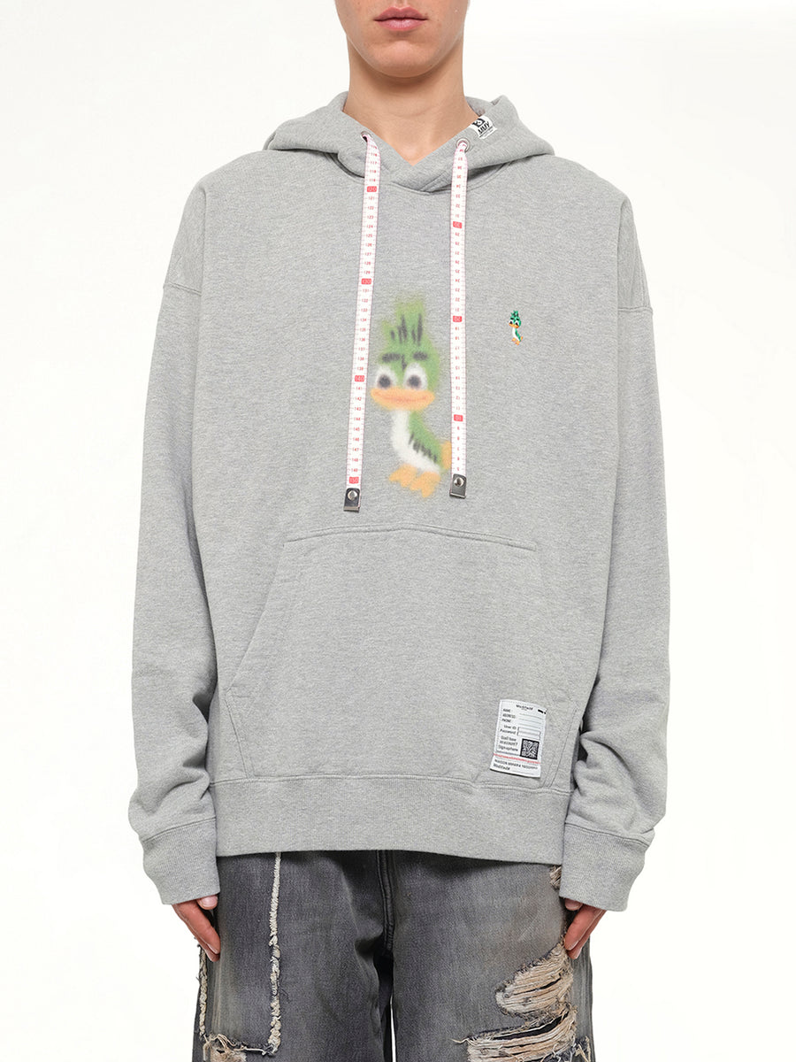 Leon Printed Sweat Hoodie in Gray