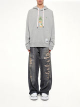 Leon Printed Sweat Hoodie in Gray