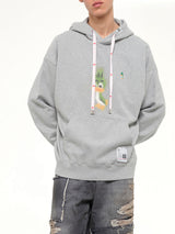 Leon Printed Sweat Hoodie in Gray