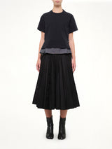 Light Weight Denim x Cotton Jersey T-Shirt in Navy/Blue