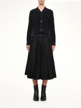 Long Sleeve Denim x Knit Cardigan in Black