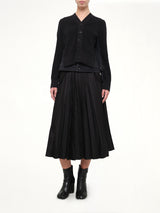 Long Sleeve Denim x Knit Cardigan in Black