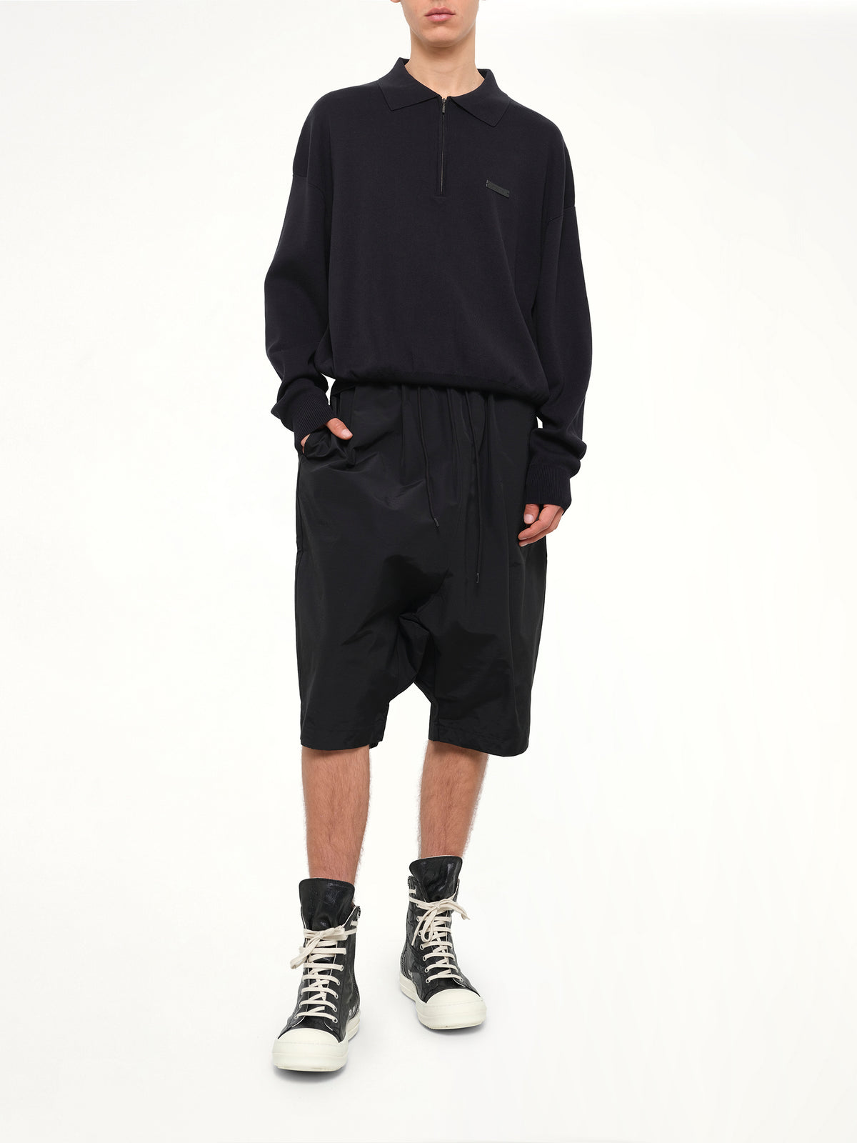 Nylon Taper Short in Black