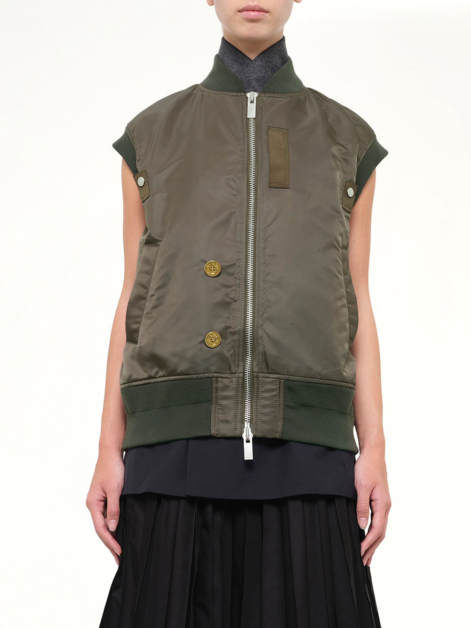Nylon Twill x Suiting Vest in Navy/Dark Khaki
