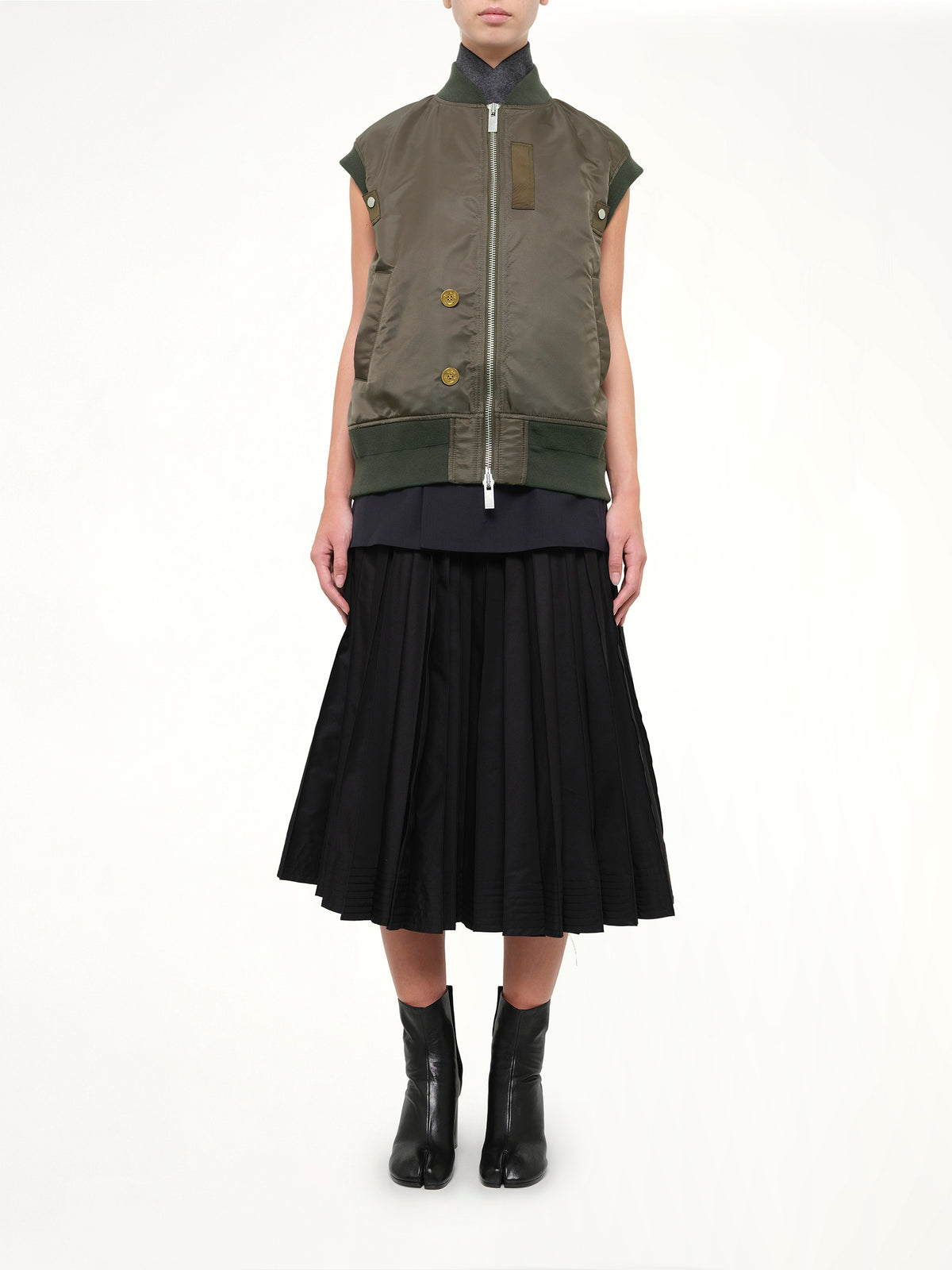 Nylon Twill x Suiting Vest in Navy/Dark Khaki