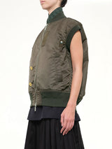 Nylon Twill x Suiting Vest in Navy/Dark Khaki
