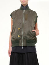 Nylon Twill x Suiting Vest in Navy/Dark Khaki