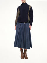 Nylon Twill x Wool Knit Blouson in Navy/Dark Khaki