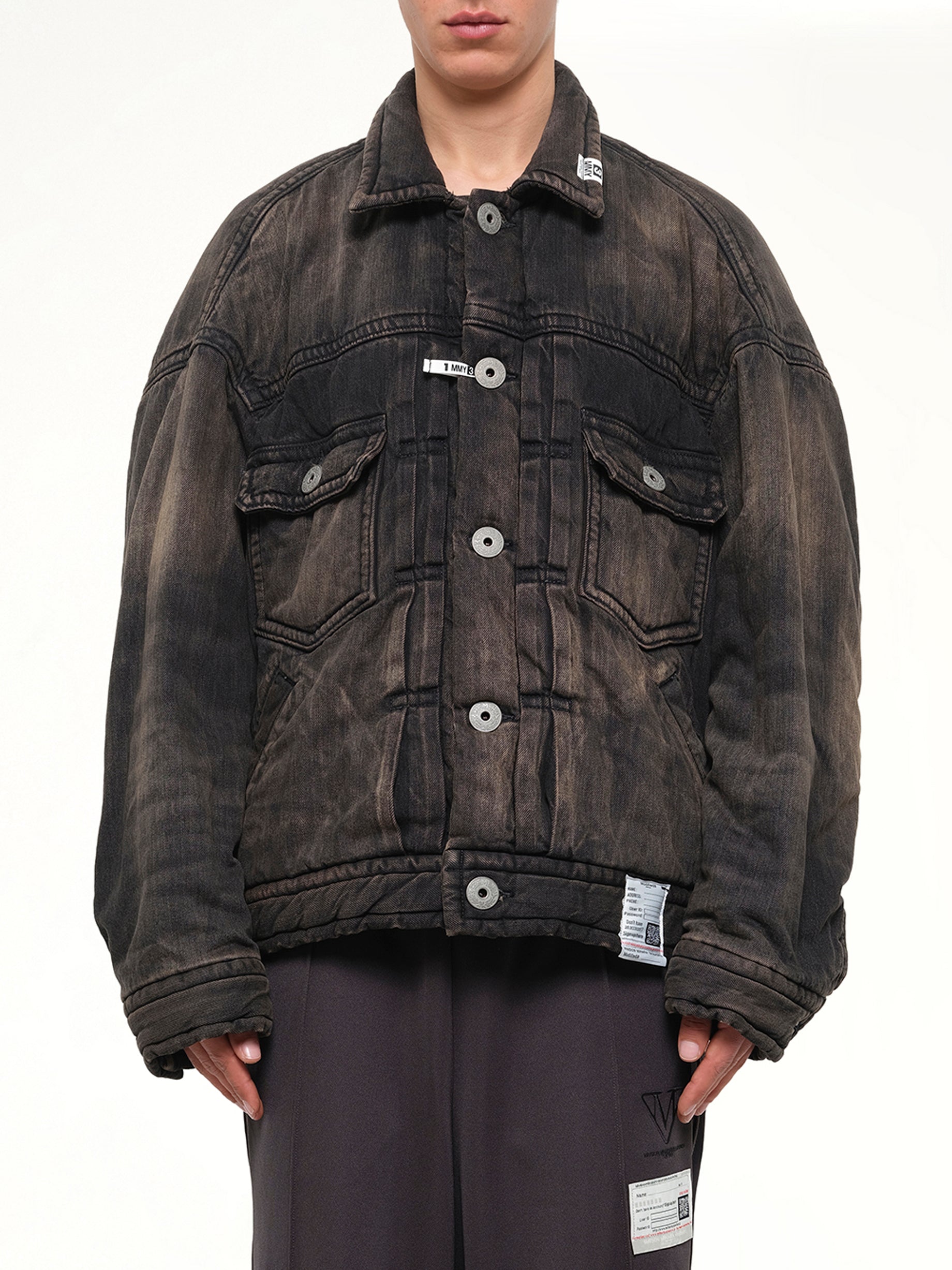 Puffer Denim Jacket in Black