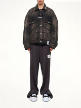 Puffer Denim Jacket in Black