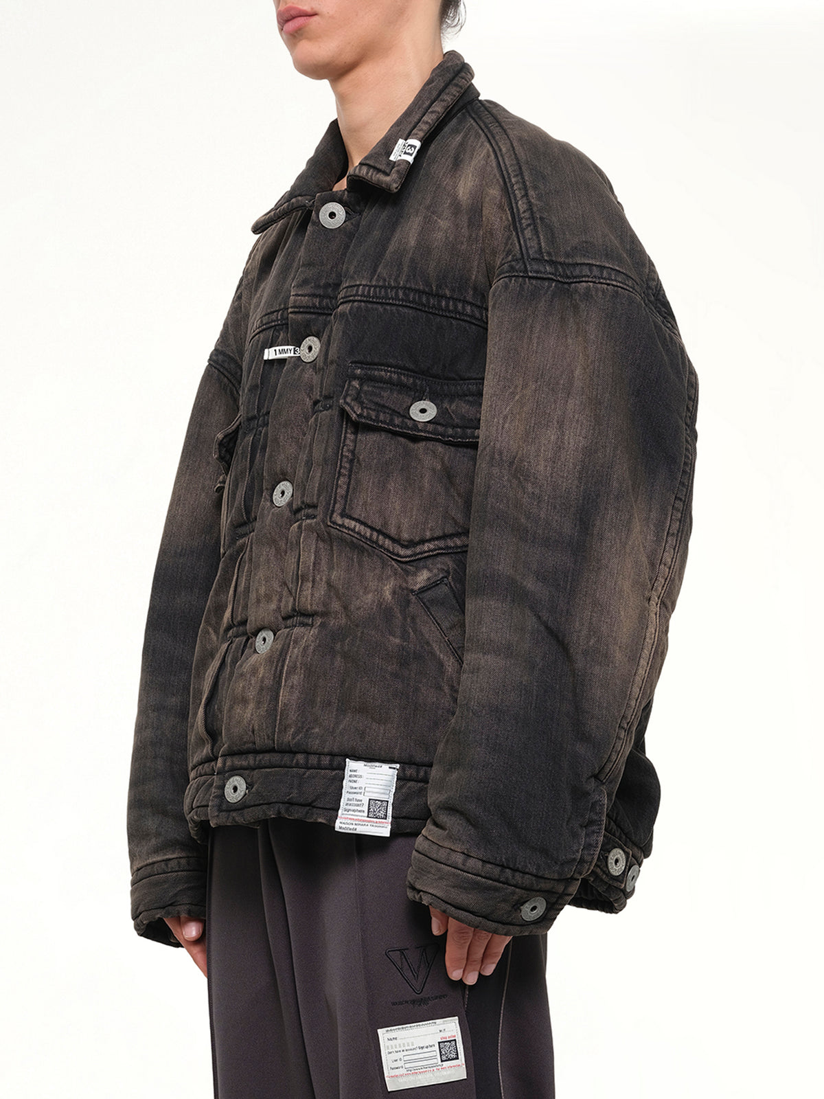 Puffer Denim Jacket in Black