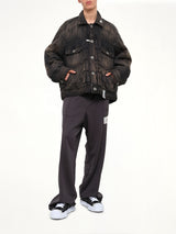 Puffer Denim Jacket in Black