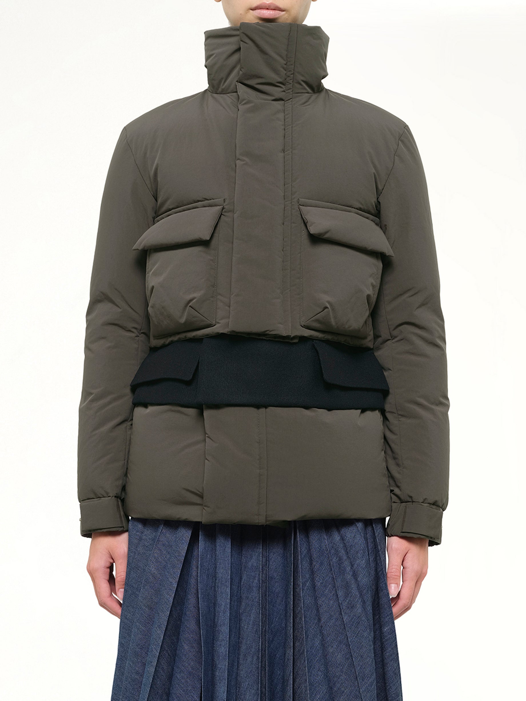Puffer Jacket in Khaki/Navy
