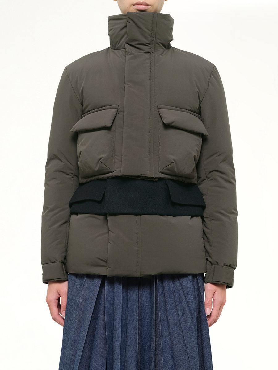 Puffer Jacket in Khaki/Navy
