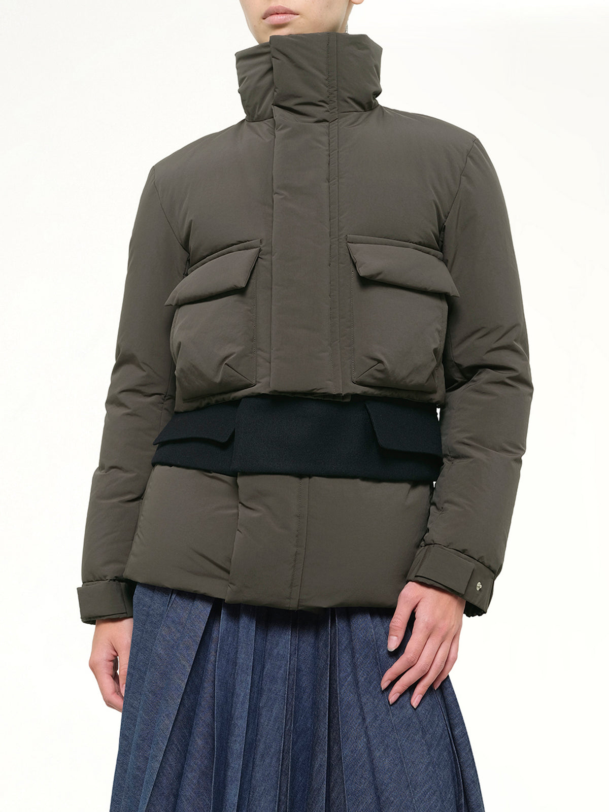 Puffer Jacket in Khaki/Navy