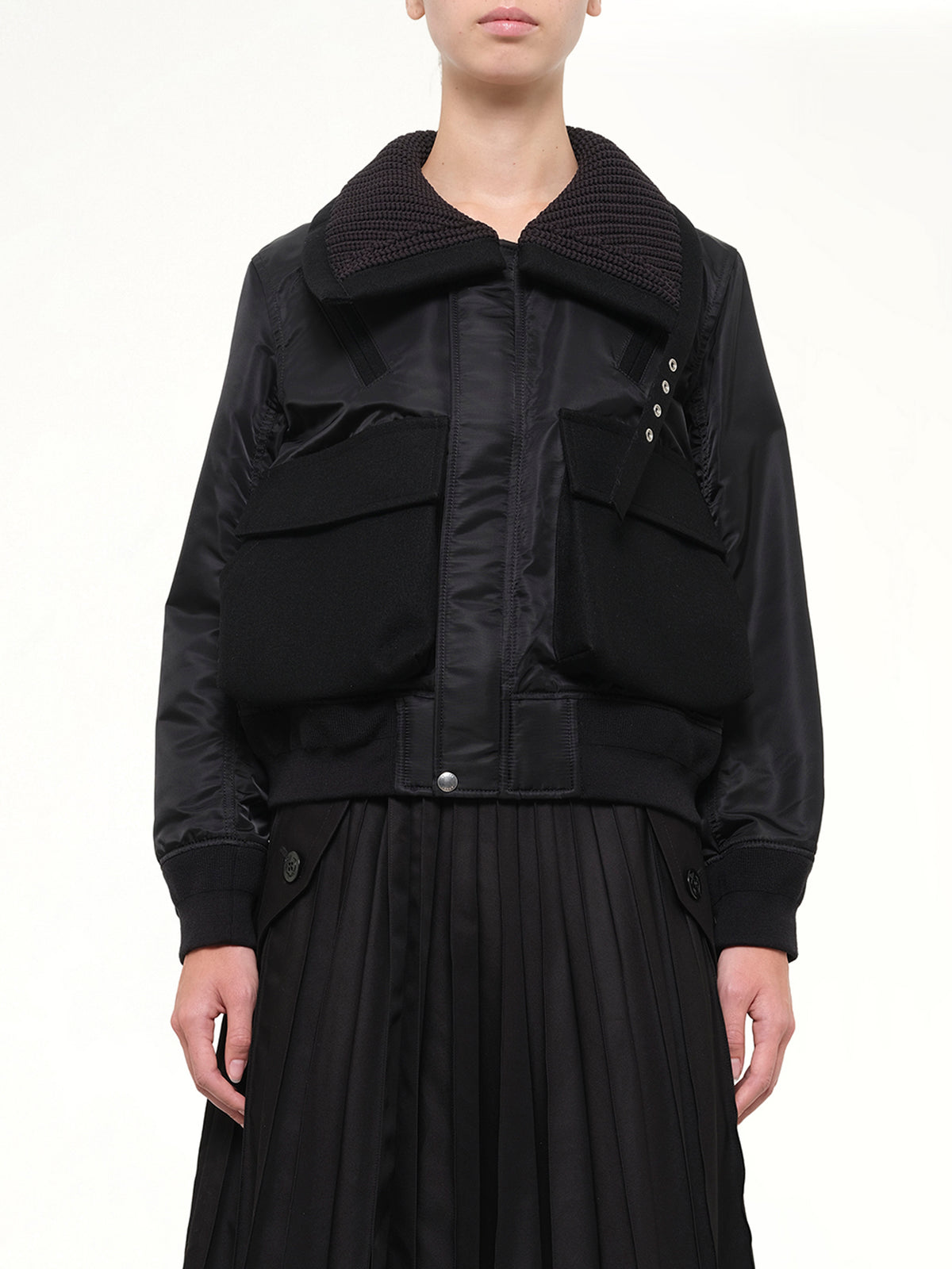 Runway Nylon Twill x Wool Melton Blouson in Black