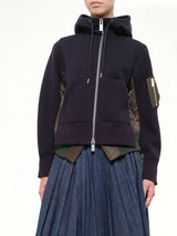 Runway Sponge Sweat Hoodie in Navy/Dark Khaki