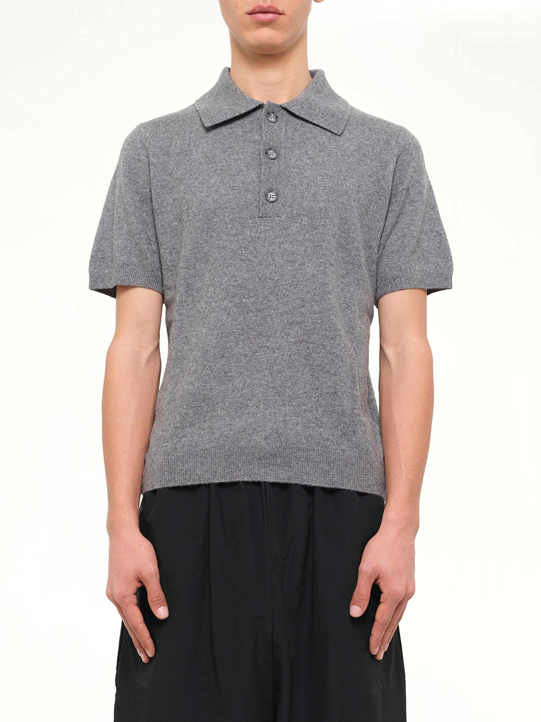 Short Sleeve Knit Polo in Concrete