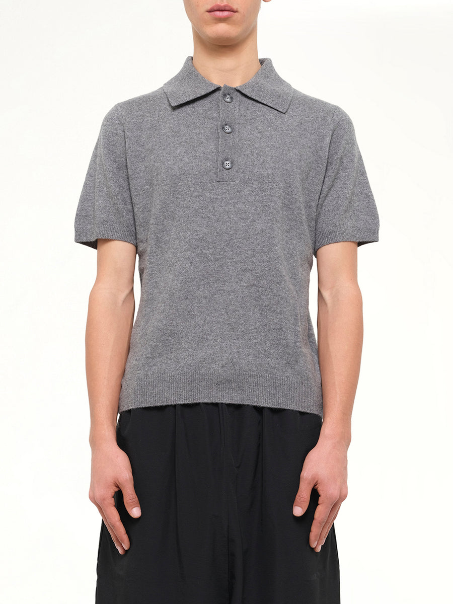 Short Sleeve Knit Polo in Concrete