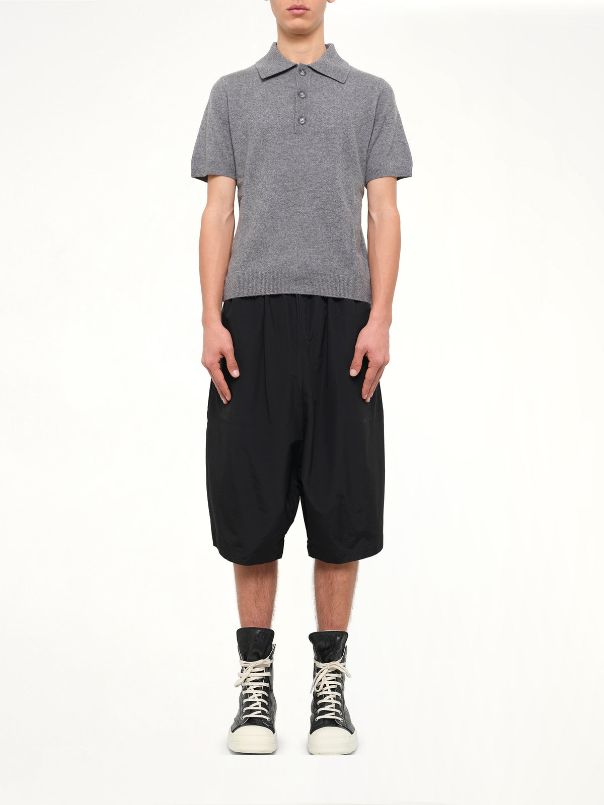 Short Sleeve Knit Polo in Concrete