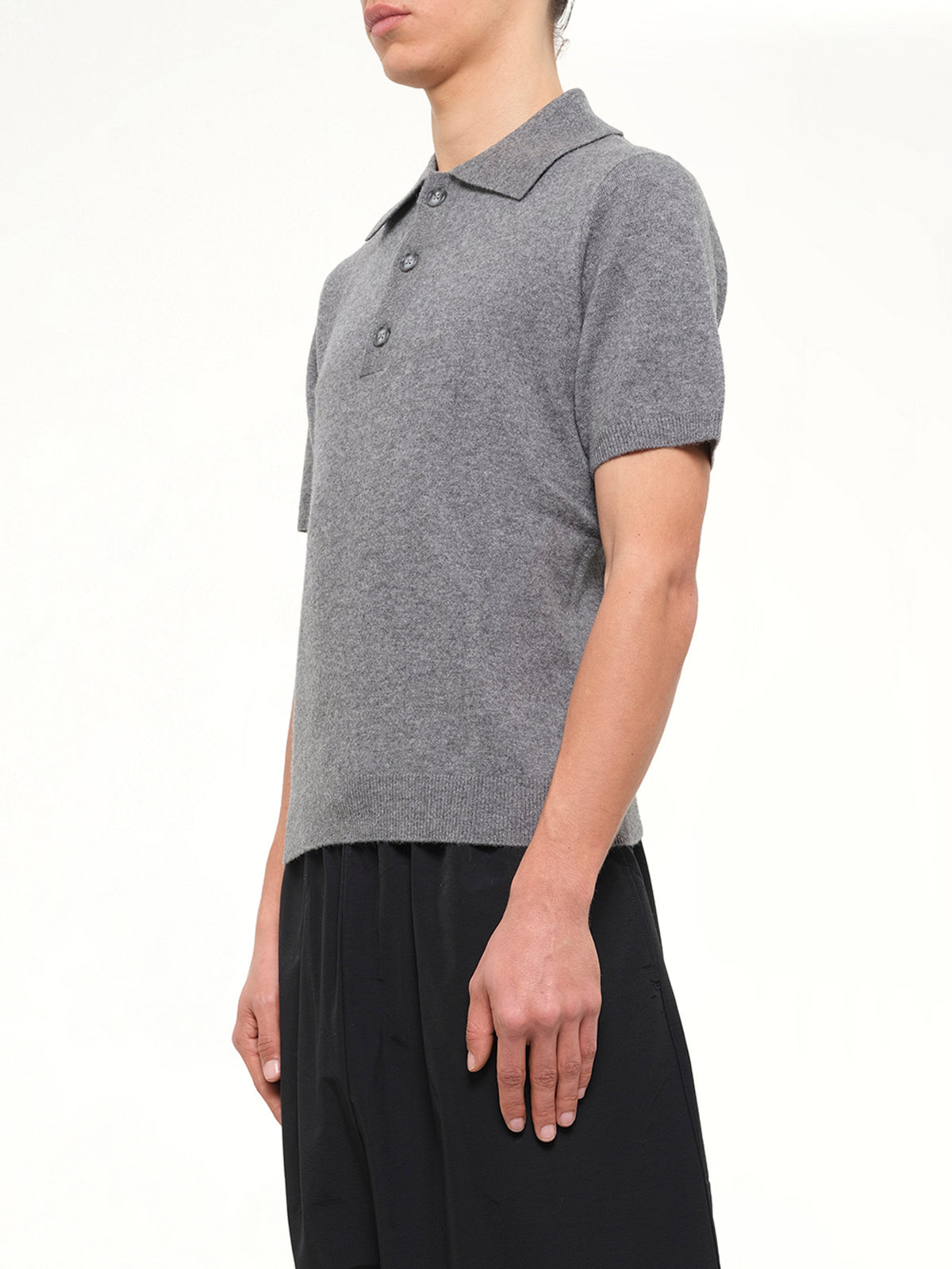 Short Sleeve Knit Polo in Concrete