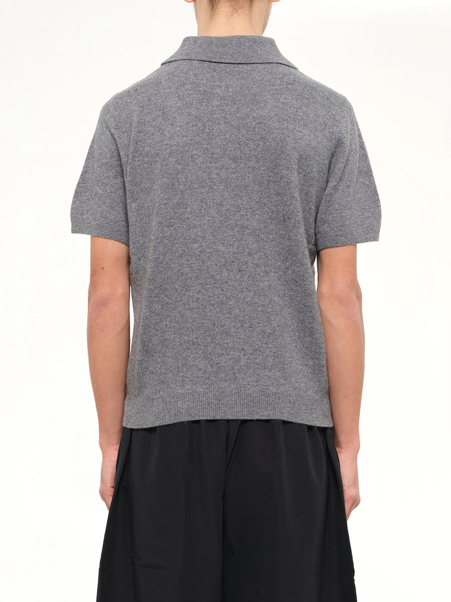 Short Sleeve Knit Polo in Concrete