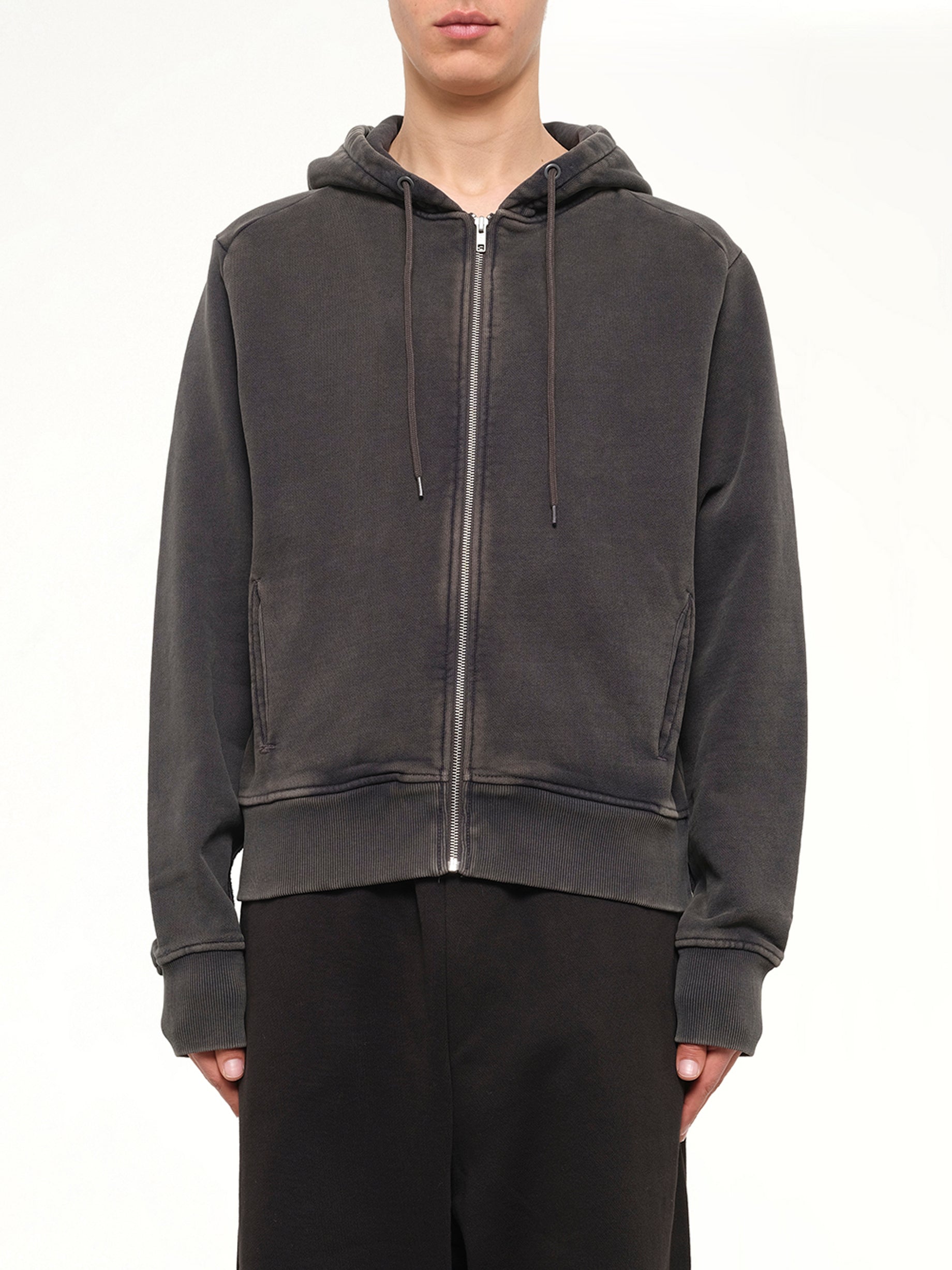 Slim Zip Up in Washed Black