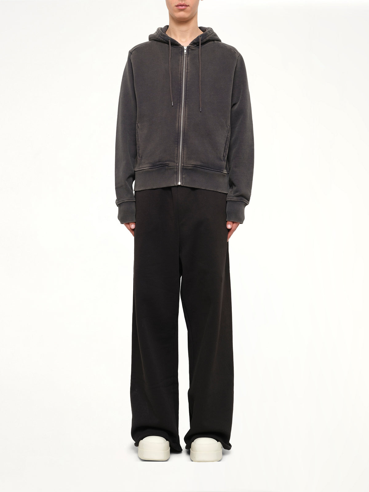 Slim Zip Up in Washed Black