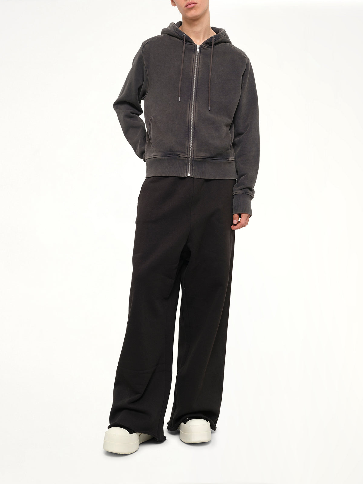 Slim Zip Up in Washed Black