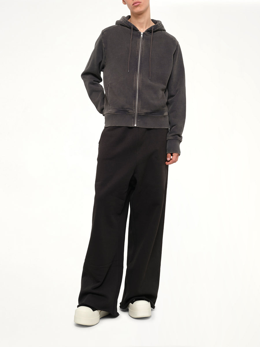 Slim Zip Up in Washed Black