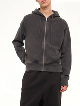 Slim Zip Up in Washed Black