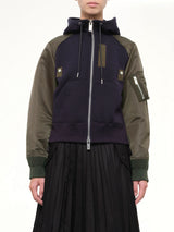 Sponge Sweat Zip Hoodie in Navy/Dark Khaki
