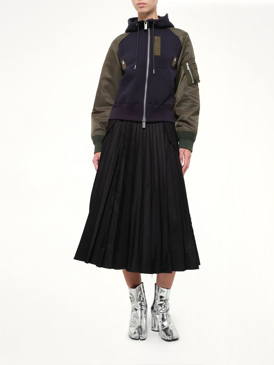 Sponge Sweat Zip Hoodie in Navy/Dark Khaki