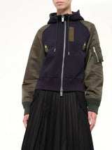 Sponge Sweat Zip Hoodie in Navy/Dark Khaki