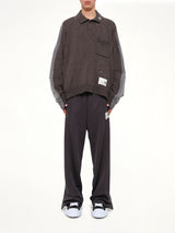 Sweat Combined Knit Sweater in Brown