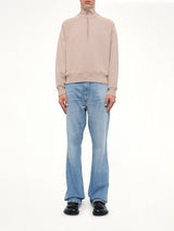 Embossed Ami De Coeur Zipped Sweatshirt in Beige