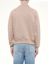 Embossed Ami De Coeur Zipped Sweatshirt in Beige