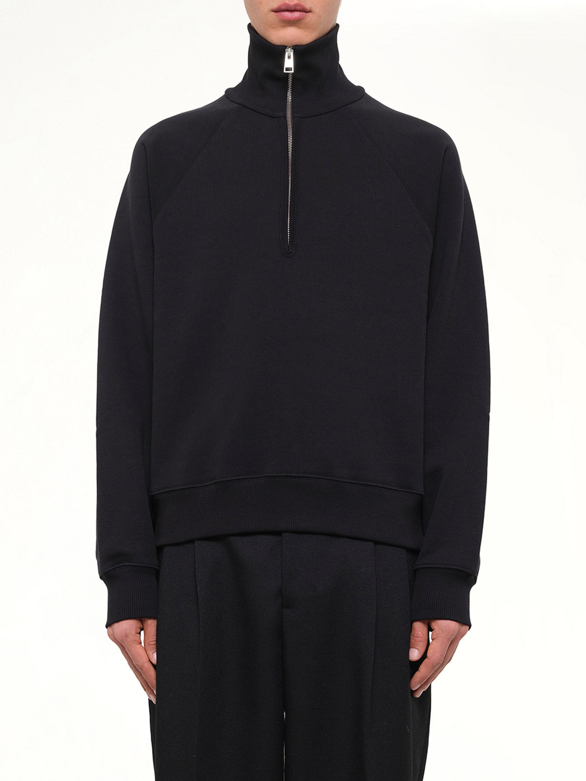Embossed Ami De Coeur Zipped Sweatshirt  in Black