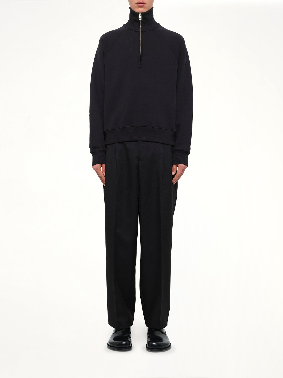 Embossed Ami De Coeur Zipped Sweatshirt  in Black