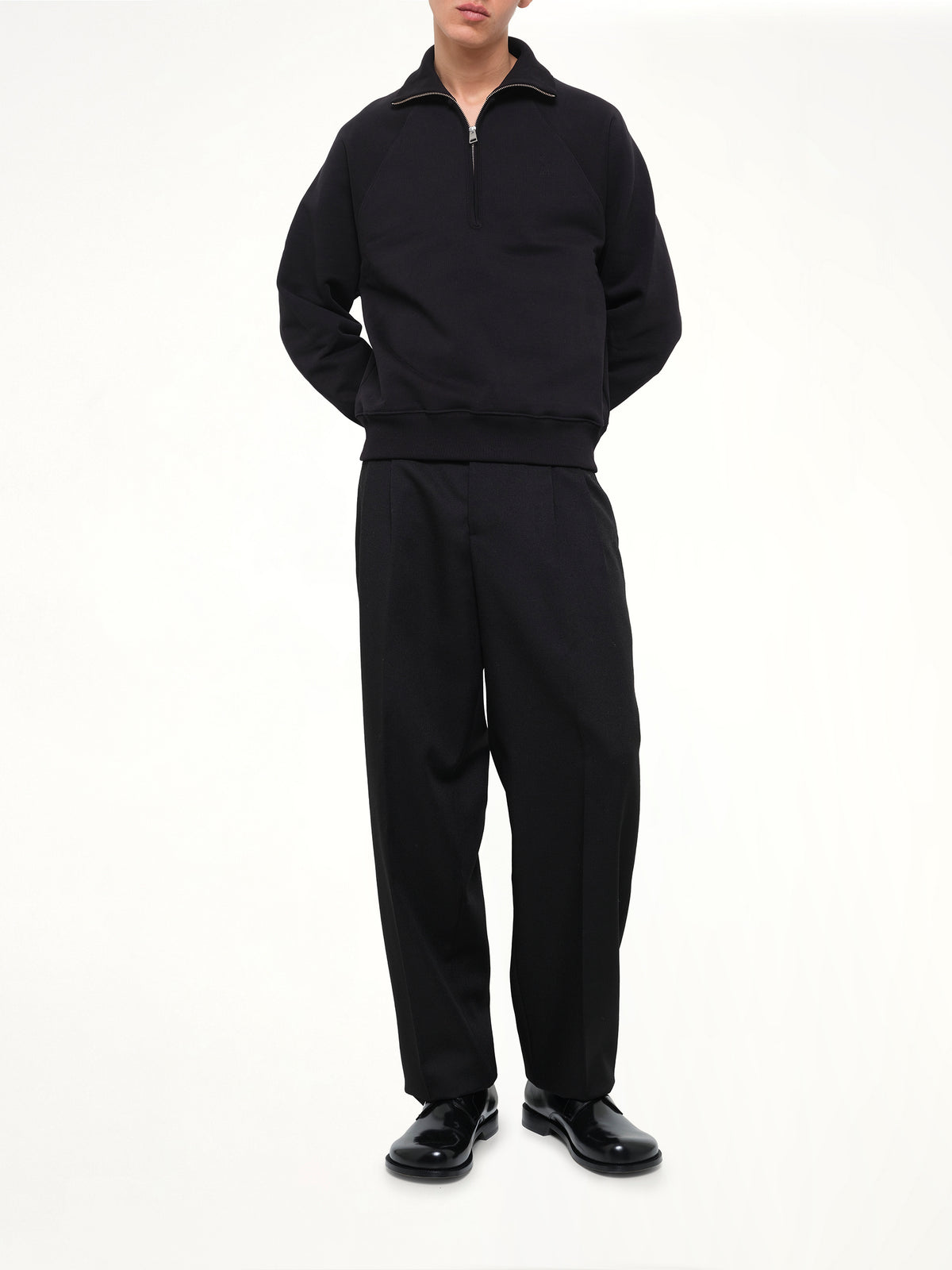 Embossed Ami De Coeur Zipped Sweatshirt  in Black