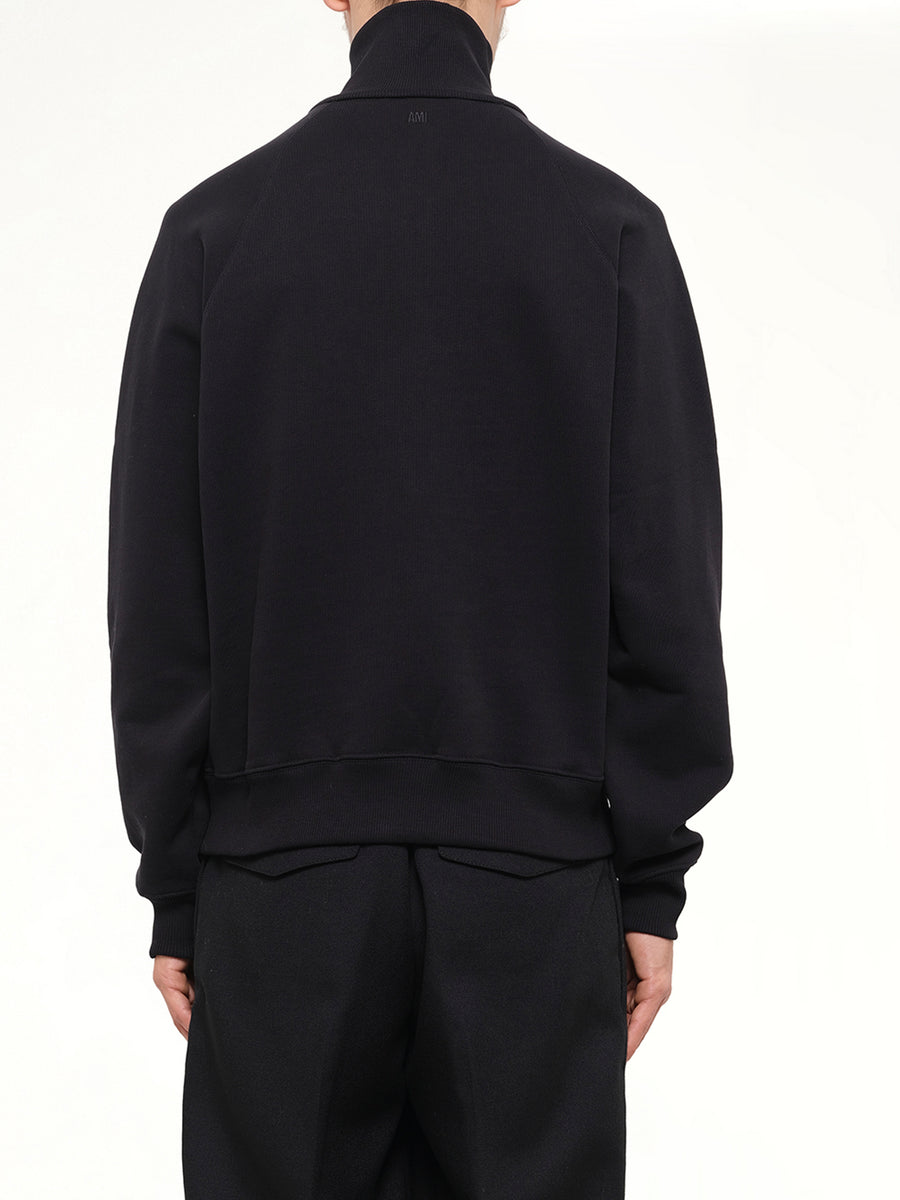 Embossed Ami De Coeur Zipped Sweatshirt  in Black