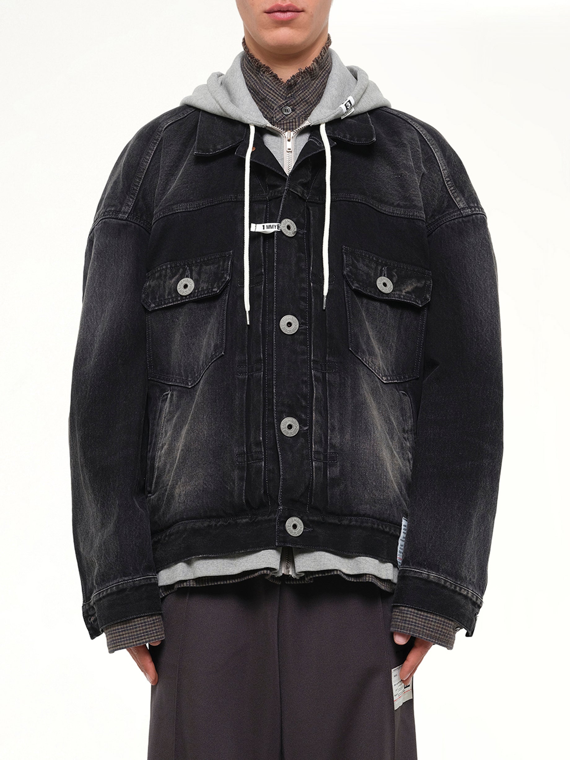 Triple Layered Denim Jacket in Black