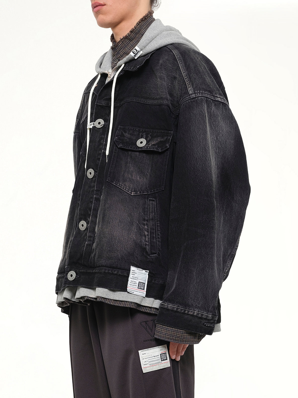 Triple Layered Denim Jacket in Black