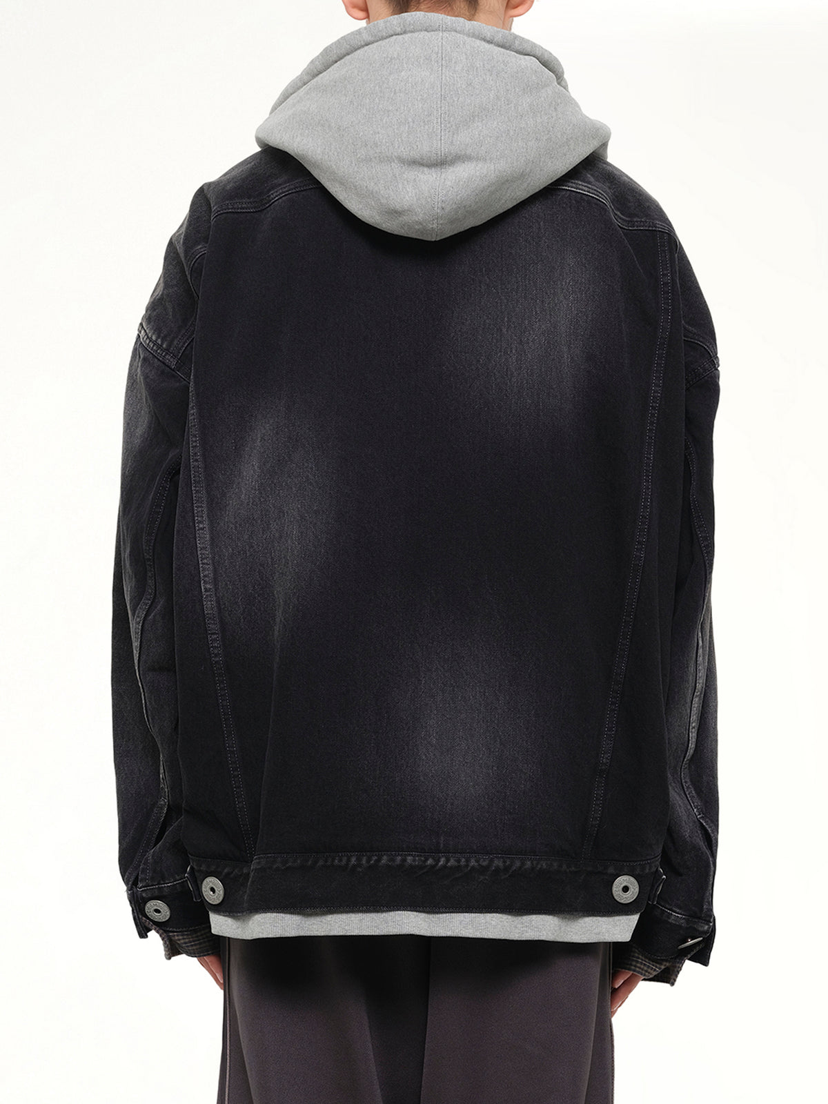 Triple Layered Denim Jacket in Black