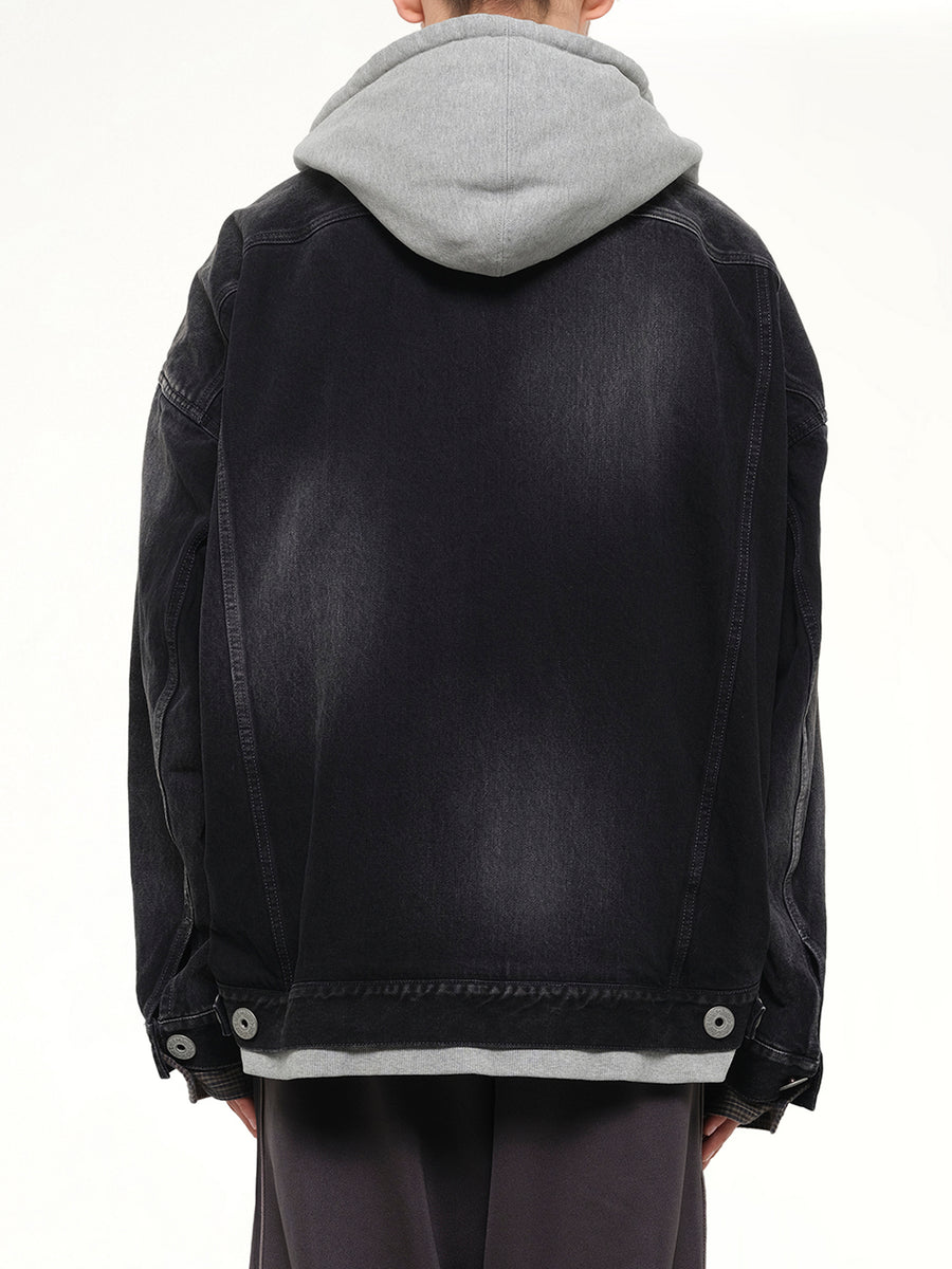Triple Layered Denim Jacket in Black