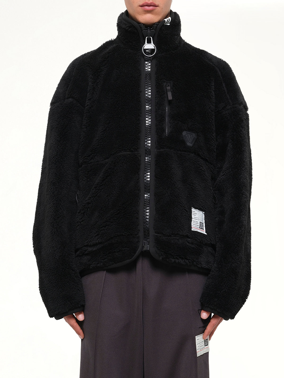 Wide Back Boa Blouson in Black