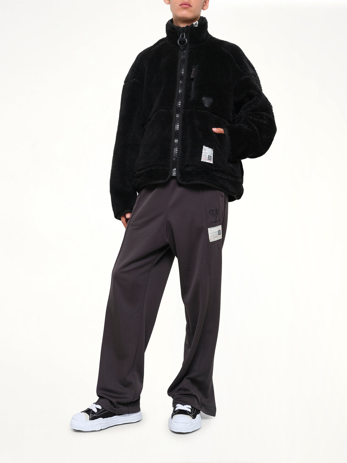 Wide Back Boa Blouson in Black