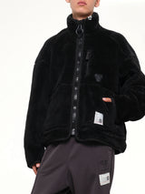 Wide Back Boa Blouson in Black
